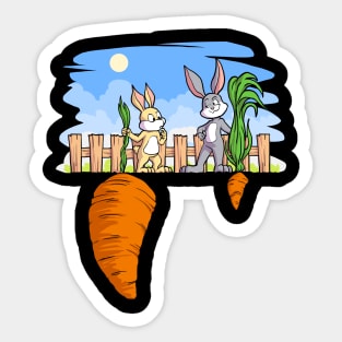 Bunnies With Carrots Sticker